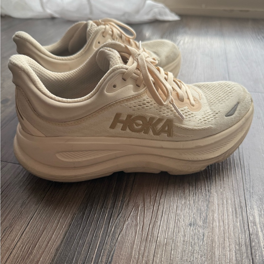 Hoka Cream Athletic Shoes